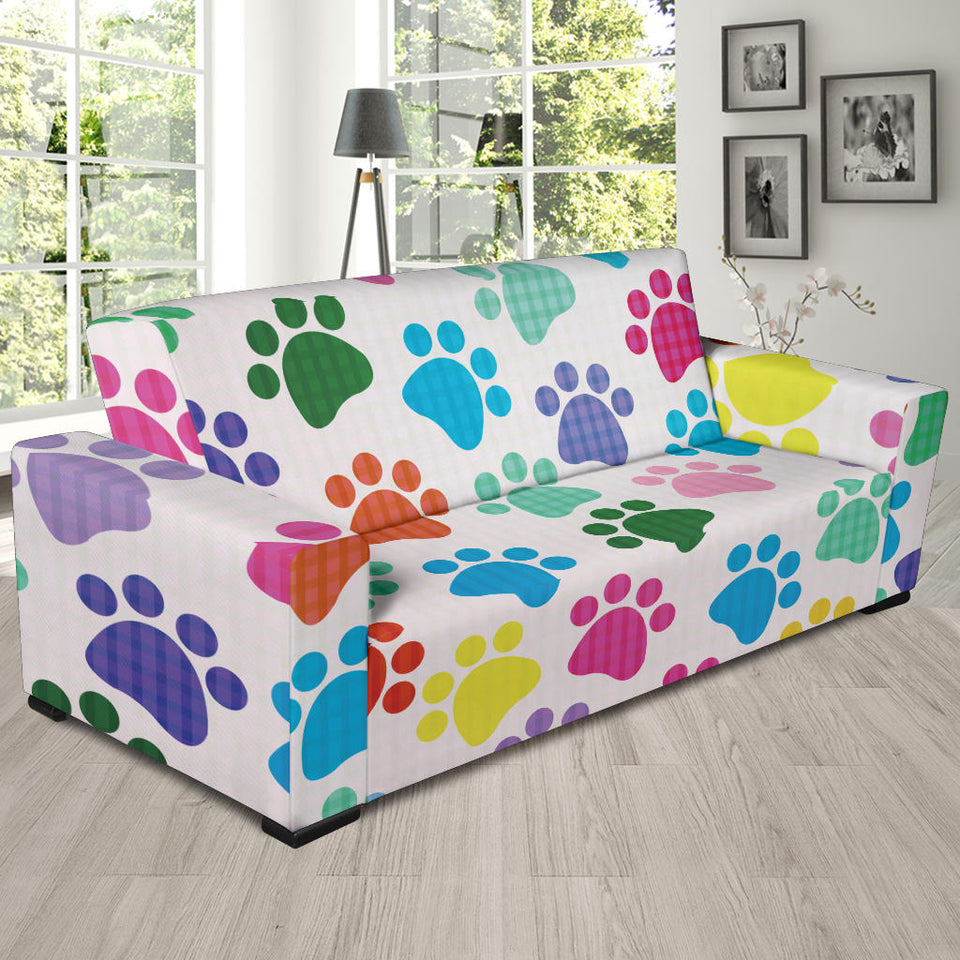 Dog Paws Pattern Print Design 01 Sofa Slipcover
