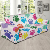 Dog Paws Pattern Print Design 01 Sofa Slipcover
