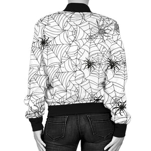 Spider Web Cobweb Pattern Women'S Bomber Jacket