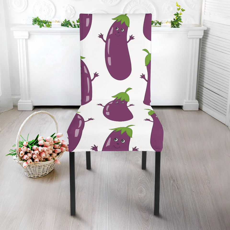 Eggplant Pattern Print Design 01 Dining Chair Slipcover