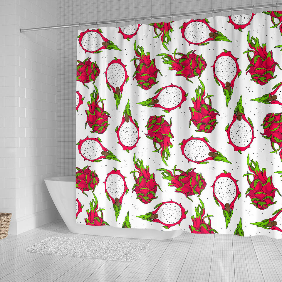 Dragon Fruits White Background Shower Curtain Fulfilled In US