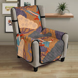 Bonsai bamboo stork japanese pattern brown theme Chair Cover Protector