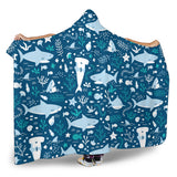 Cute Shark Pattern Hooded Blanket