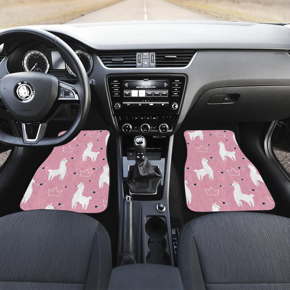 Llama Alpaca Pink Background Front Car Mats