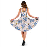 Cute Peacock Pattern Sleeveless Midi Dress