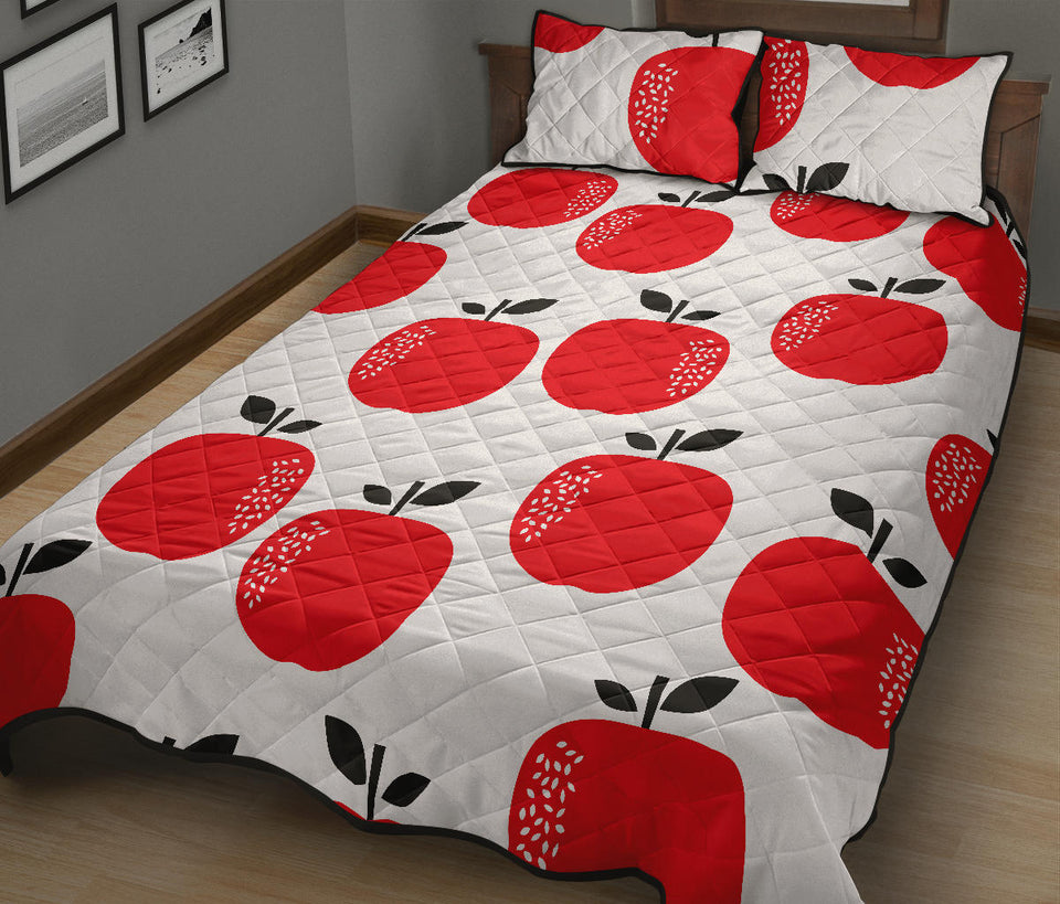 red apples white background Quilt Bed Set
