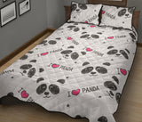 Hand Drawn faces of pandas pattern Quilt Bed Set