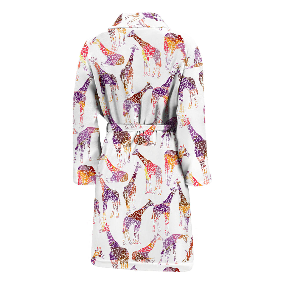 Giraffe Pattern Print Design 02 Men's Bathrobe