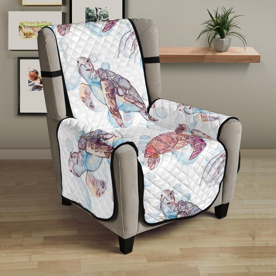 Watercolor sea turtle jellyfish pattern Chair Cover Protector
