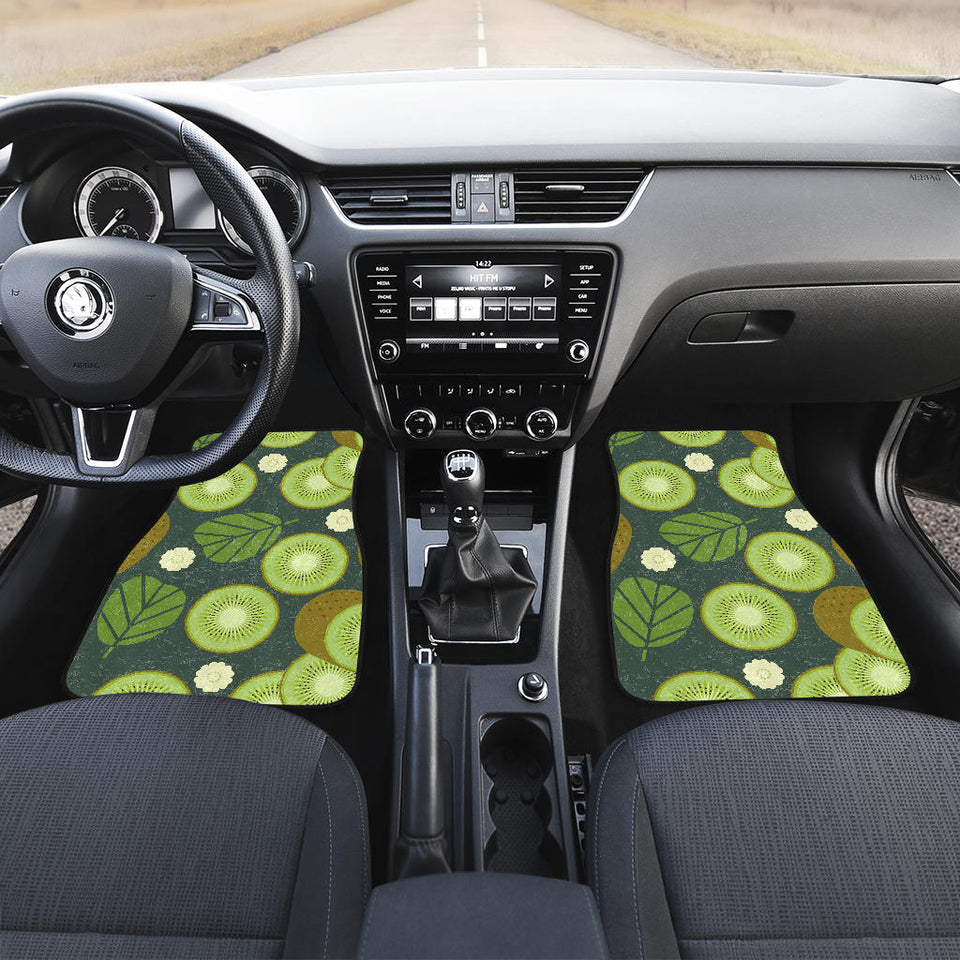Whole Sliced Kiwi Leave And Flower Front And Back Car Mats