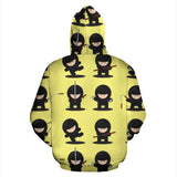 Cute Ninja Yellow Background Men Women Pullover Hoodie