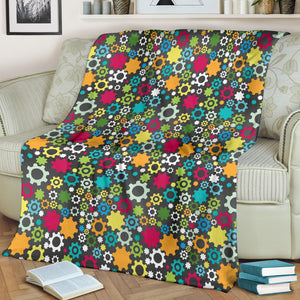 Gear Pattern Print Design 03 Premium Blanket