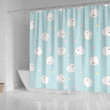 White Cute Hamsters Heart Pattern Shower Curtain Fulfilled In US