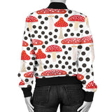 Red Mushroom Dot Pattern Women'S Bomber Jacket