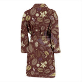 Coffee Bean Flower Pattern Men'S Bathrobe