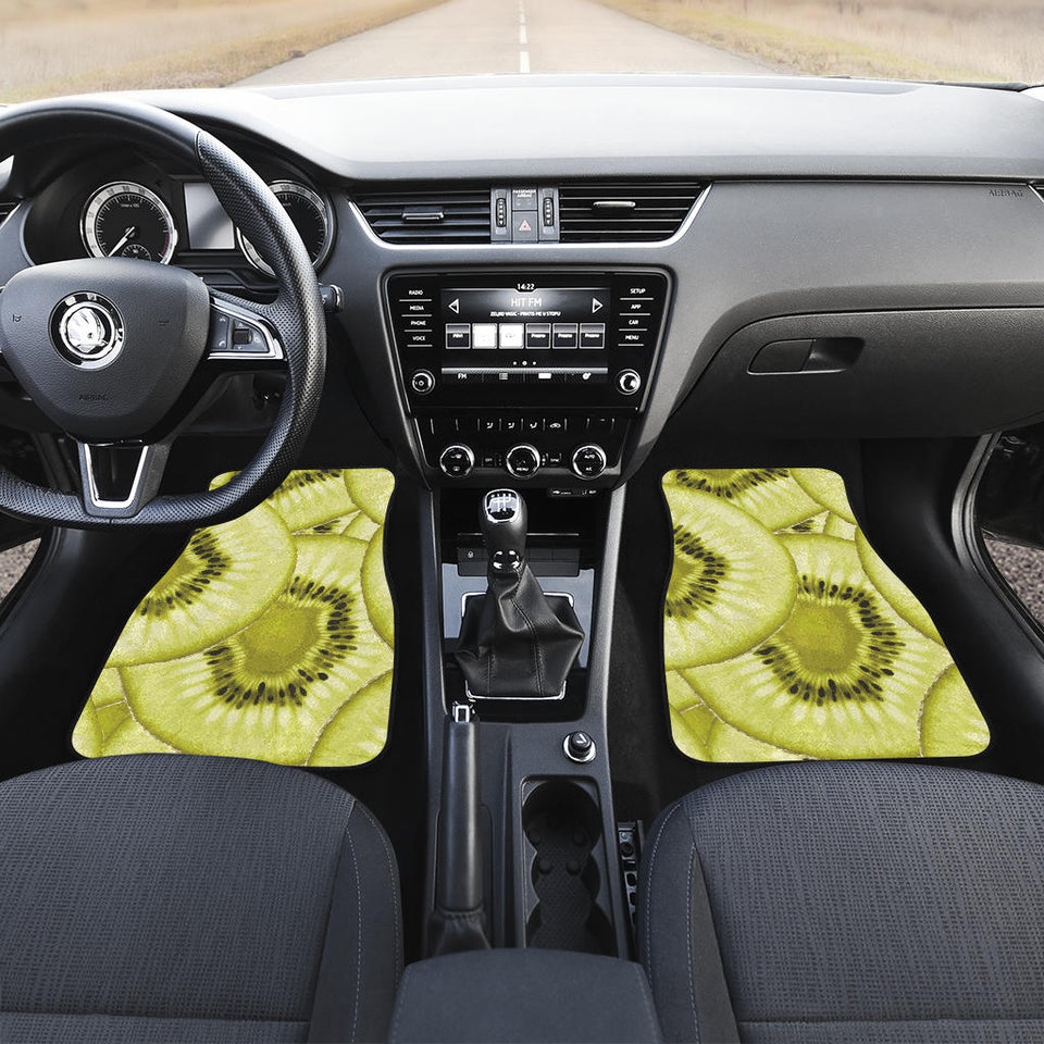 Sliced Kiwi Pattern Front And Back Car Mats