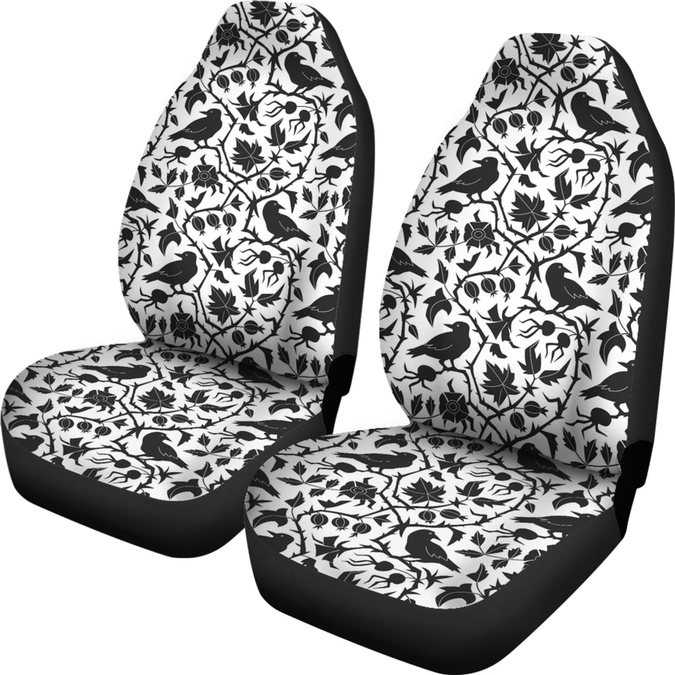 Crow Dark Floral Pattern Universal Fit Car Seat Covers