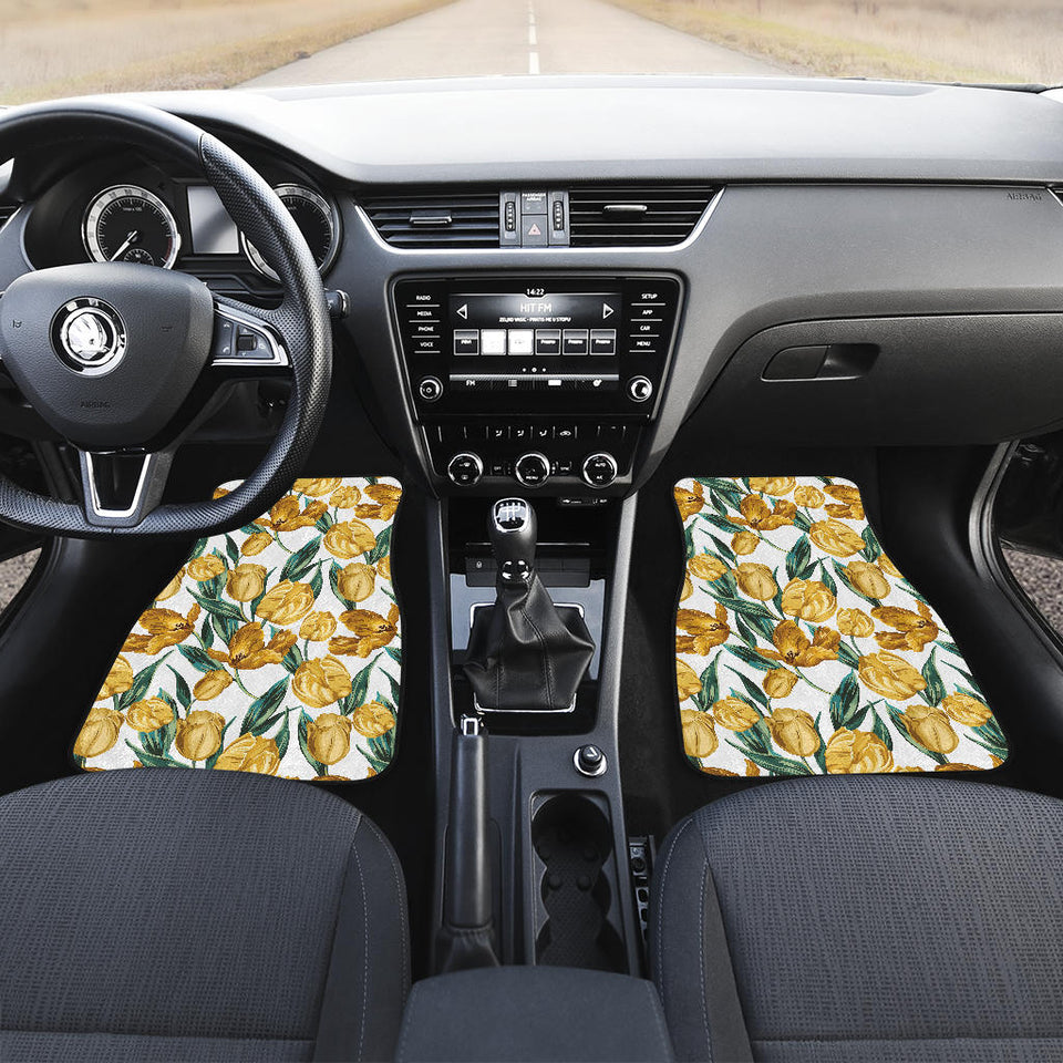 Yellow Tulips Pattern Front Car Mats