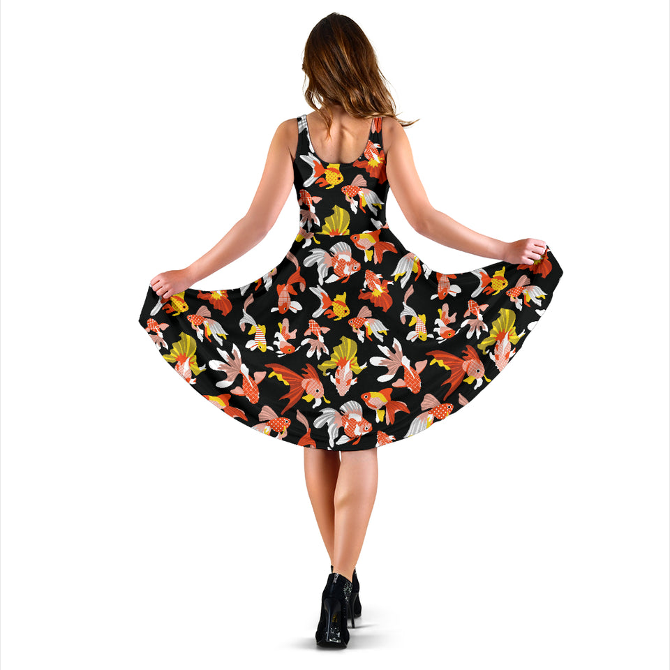 Goldfish Pattern Print Design 03 Sleeveless Midi Dress