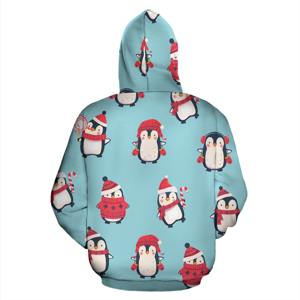 Cute Penguin Christmas  Design Pattern Zip Up Hoodie