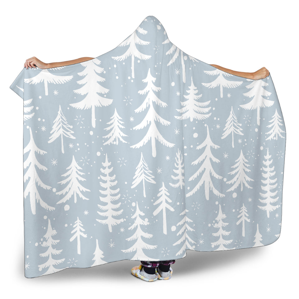Christmas Tree Winter Forest Pattern Hooded Blanket