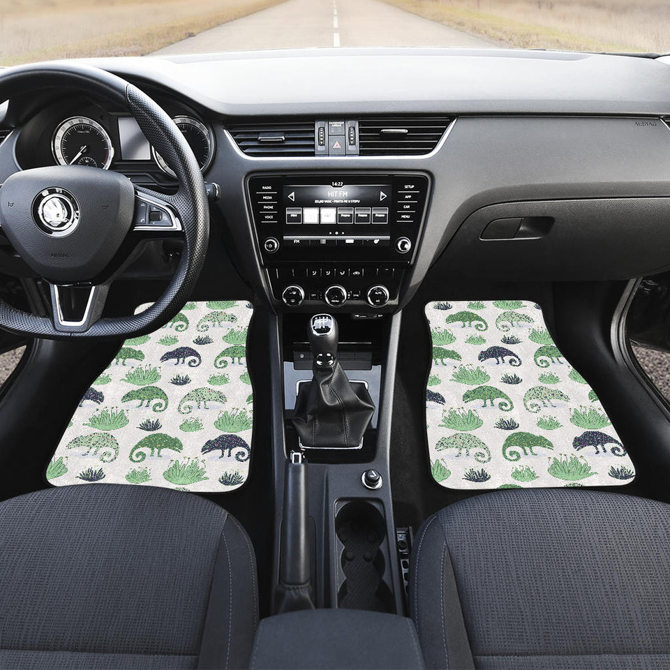 Chameleon Lizard Succulent Plant Pattern Front And Back Car Mats