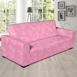 Sweet Candy Pink Background Sofa Slipcover
