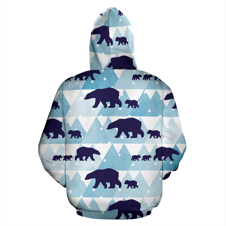Polar Bear Winter Snow Pattern Zip Up Hoodie
