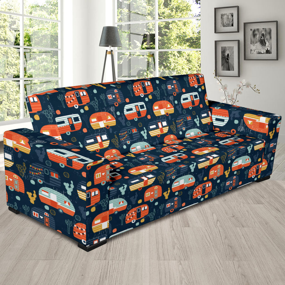 Camper Van Pattern Print Design 05 Sofa Slipcover