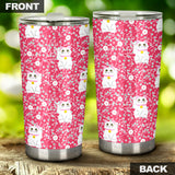 Maneki Neko Lucky Cat Sakura Pink Background Tumbler