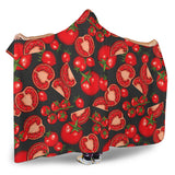 Tomato Black Background Hooded Blanket