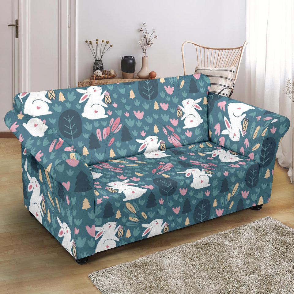 Cute Rabbit Pattern Loveseat Couch Slipcover