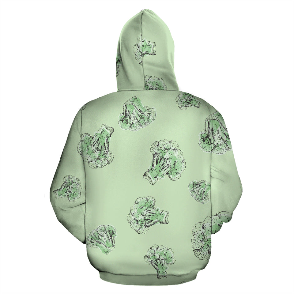 Broccoli Sketch Pattern Zip Up Hoodie