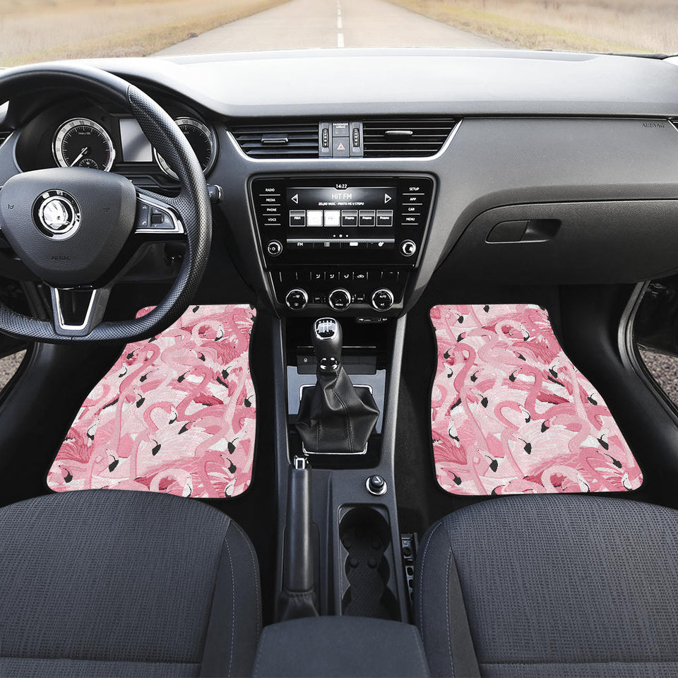 Pink Flamingos Pattern Background Front And Back Car Mats
