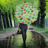 Colorful Donut Pattern Green Background Umbrella