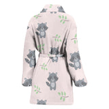 Cute Raccoons Leaves Pattern Women'S Bathrobe