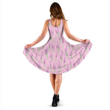 Lavender Pattern Pink Background Sleeveless Midi Dress