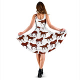 Horses Running Pattern Background Sleeveless Midi Dress