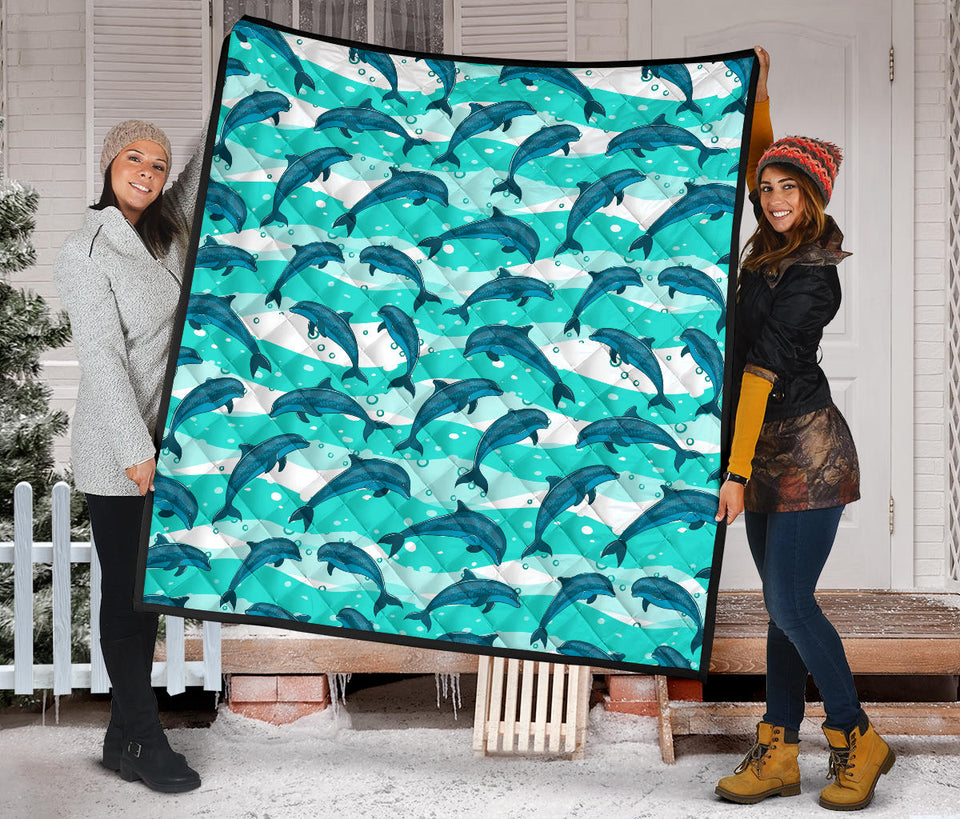 Dolphin Sea Pattern Premium Quilt