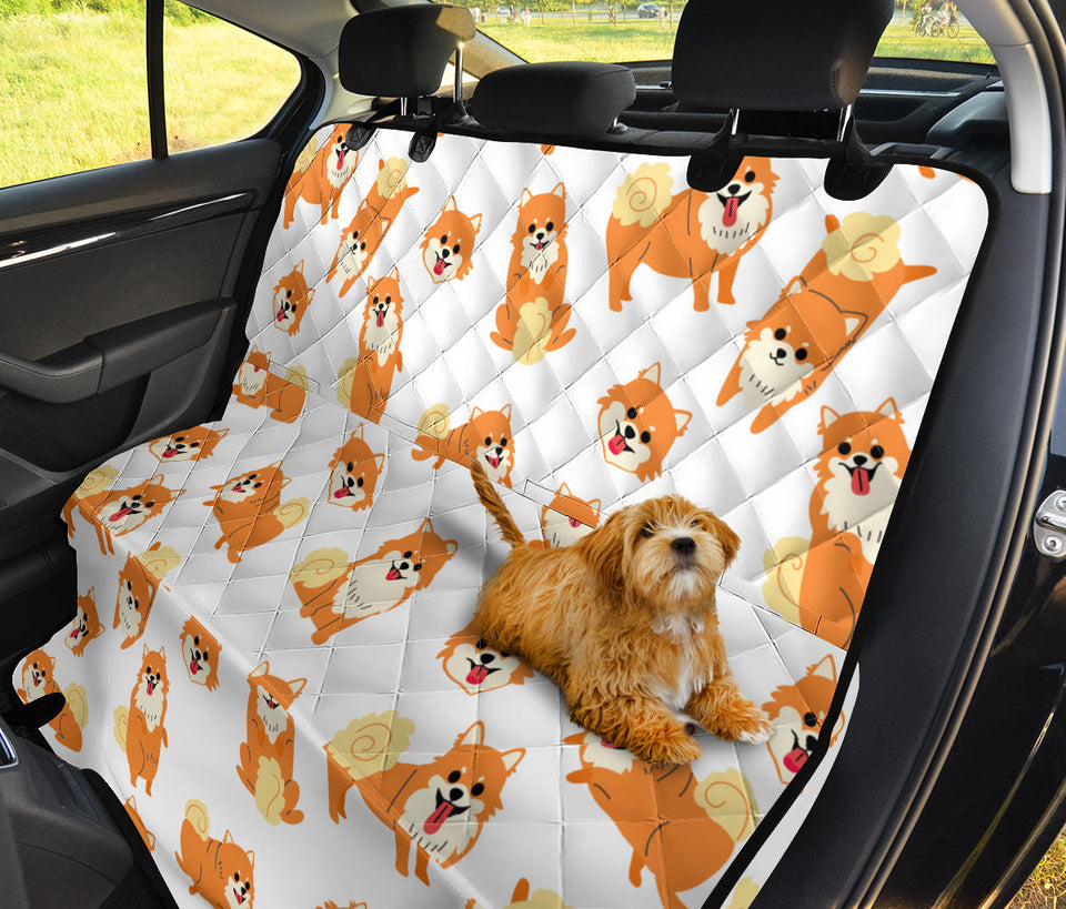 Brown Pomeranian Pattern Dog Car Seat Covers
