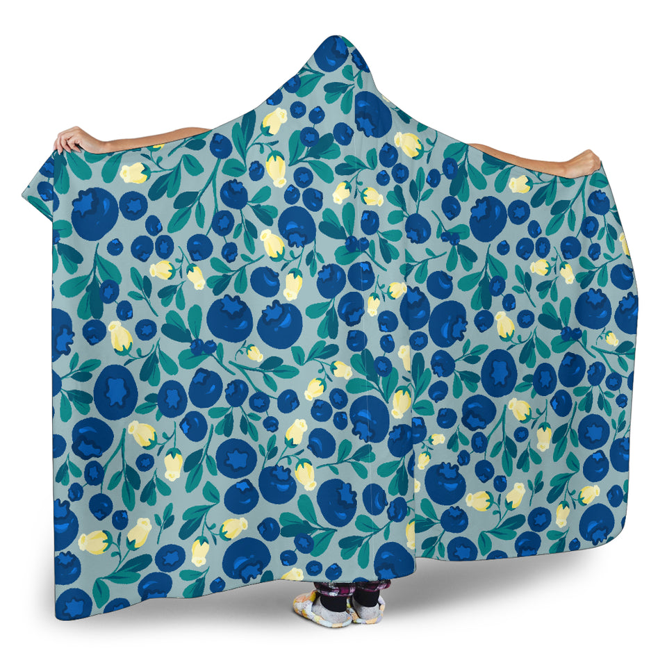 Blueberry Design Pattern Hooded Blanket