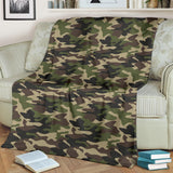 Dark Green Camo Camouflage Pattern Premium Blanket
