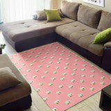 Cute Hamster Cheese Pattern Pink Background Area Rug