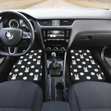 Cute White Rabbit Polka Dots Black Background Front And Back Car Mats