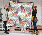 Colorful Orchid Flower Pattern Premium Quilt