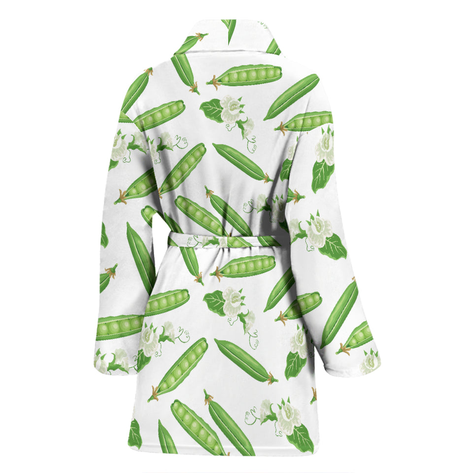 Green Peas Pattern Print Design 04 Women's Bathrobe