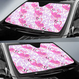 Pink Flamingo Flower Pattern Car Sun Shade