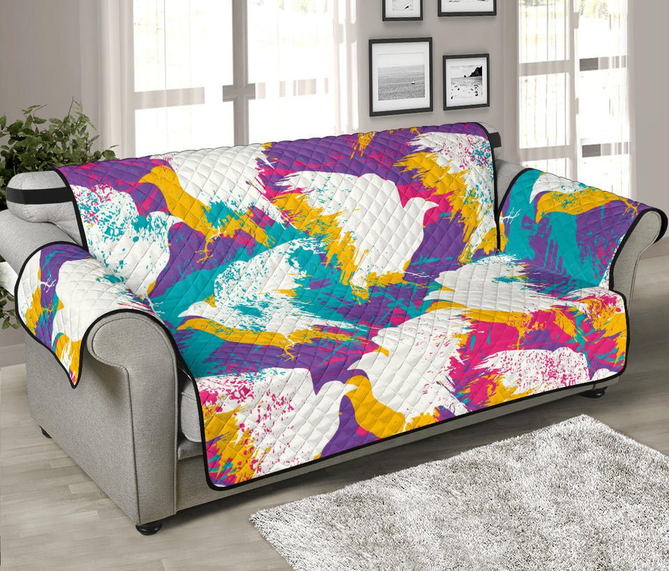 Colorful crow illustration pattern Sofa Cover Protector