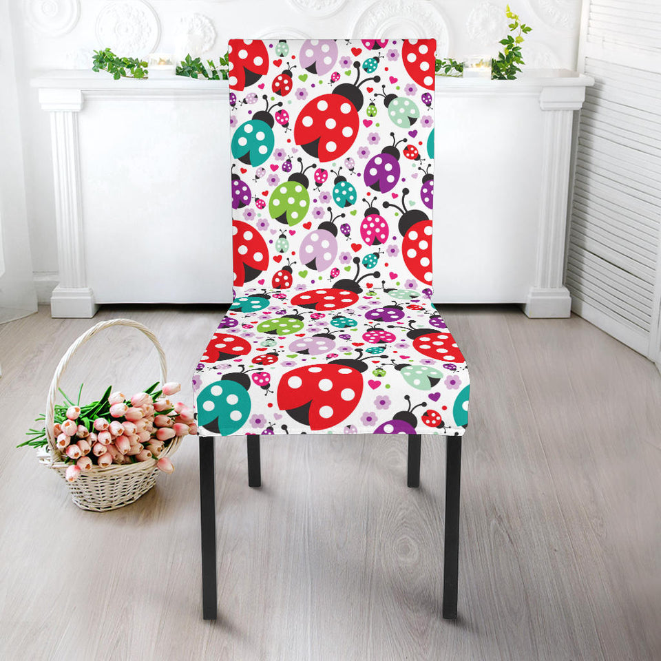 Ladybug Pattern Print Design 03 Dining Chair Slipcover