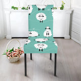Cute Sheep Green Background Dining Chair Slipcover